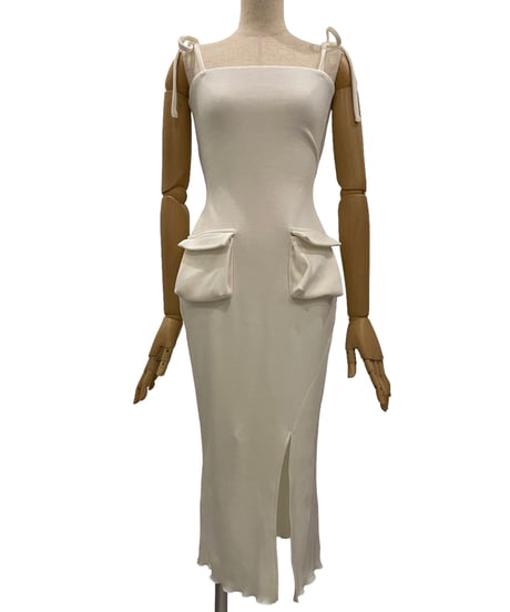 2サイドポケット バックオープンスリットニットワンピース / 2Pockets Back Open Slit Knit One-Piece