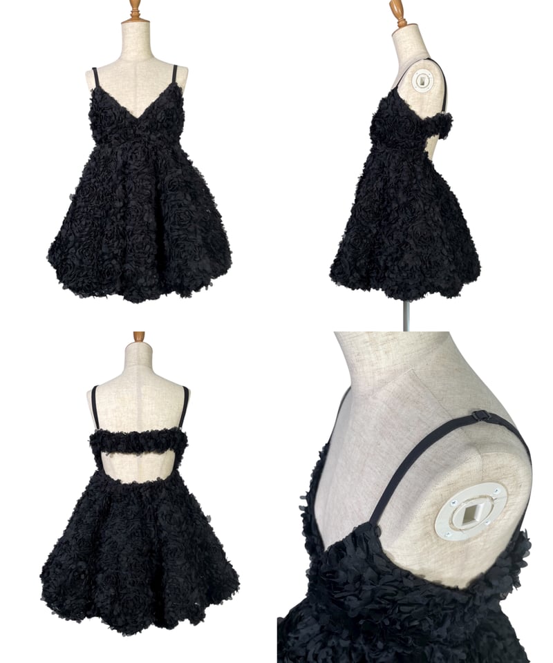 Black】ブルームペタルチュニックドレス/Bloom Petal Tunic Dress