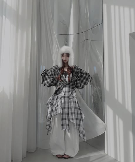 【White】レイヤードチェックワンピース / Layered Check Dress