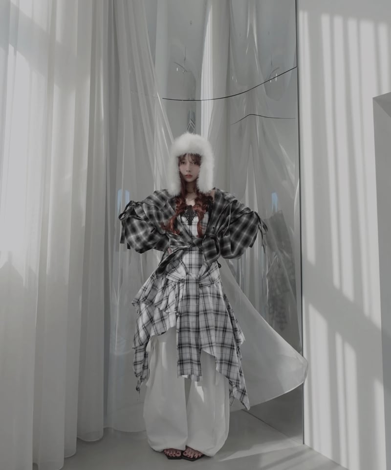 White】レイヤードチェックワンピース / Layered Check Dress | F