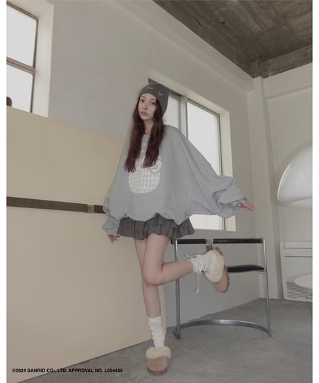 【Gray】♡ Croco Kitty ♡ ボリュームスリーブスウェットトップ / ♡Croco Kitty♡ Volume Sleeve Sweat Top