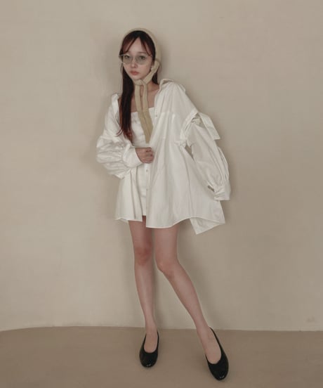 ショルダーリボンボーイフレンドシャツ (キャミワンピセット) / Shoulder Ribbon BoyFriend Shirts