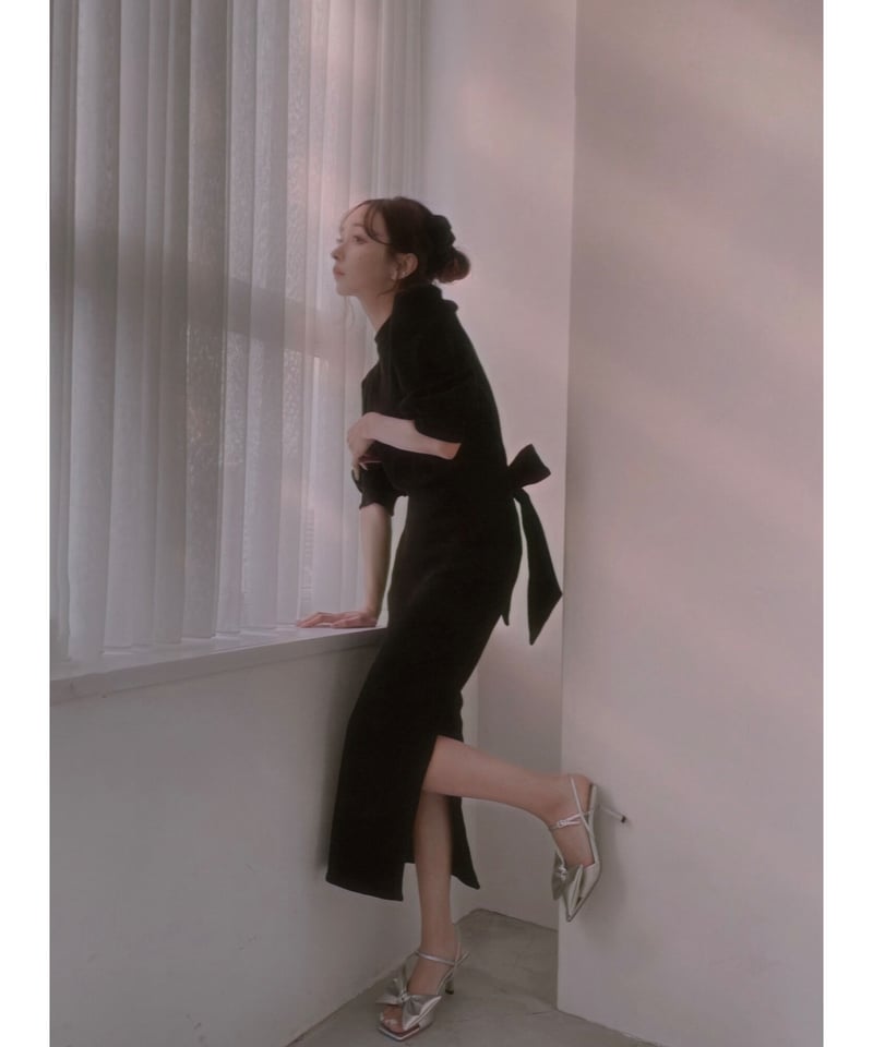 バックリボンスリットワンピース / Back Ribbon Slit One-Piece |  
