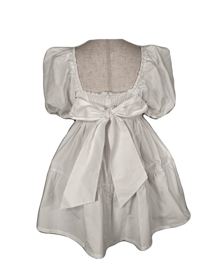 【ホワイト】パフスリーブチュニックワンピ Puff Sleeve Tunic One-Piece