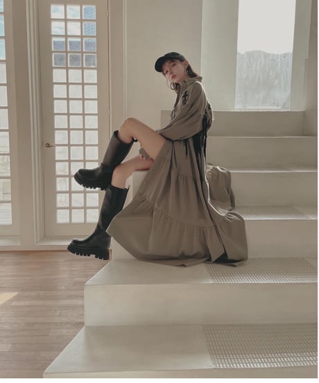 レースアップミリタリーガウンワンピース / LACE UP Military Gown One-Piece