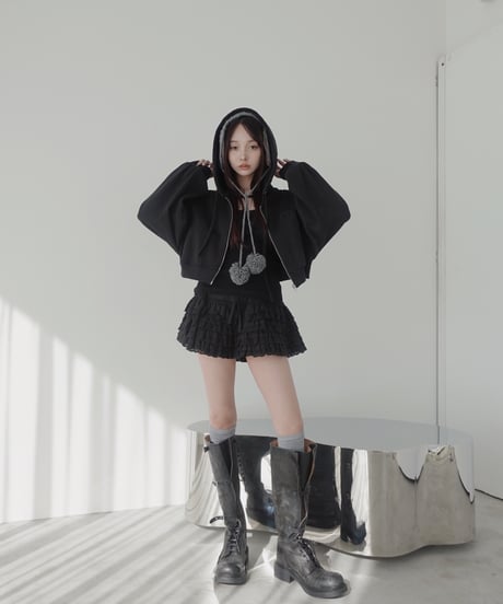 【Black】ハートジップアップフーディー /Heart Zip-up Hoodie