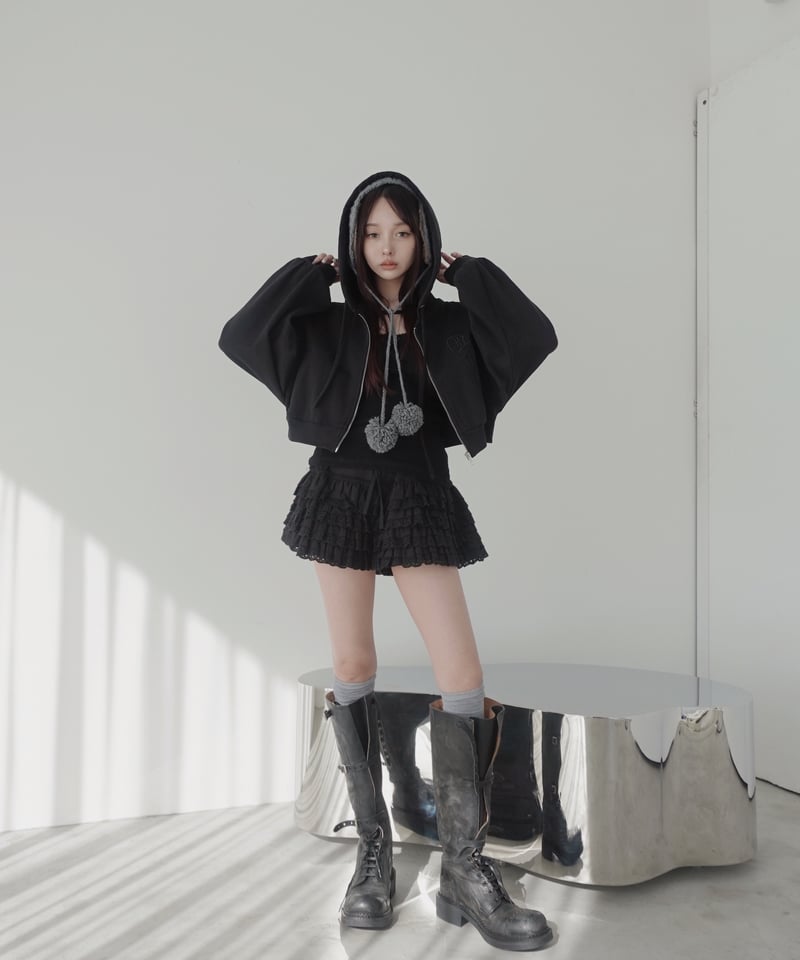 Black】ハートジップアップフーディー /Heart Zip-up Hoodie | FI