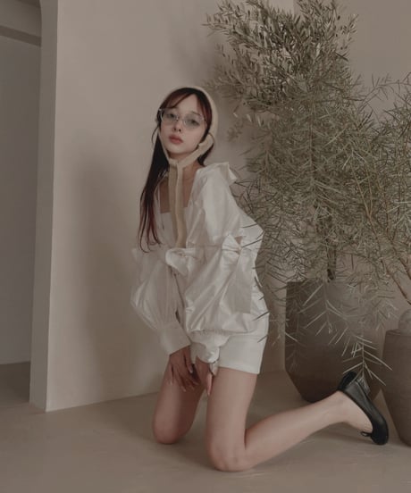 ショルダーリボンボーイフレンドシャツ (キャミワンピセット) / Shoulder Ribbon BoyFriend Shirts