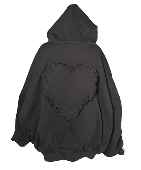 【Black】ハートジップアップフーディー /Heart Zip-up Hoodie