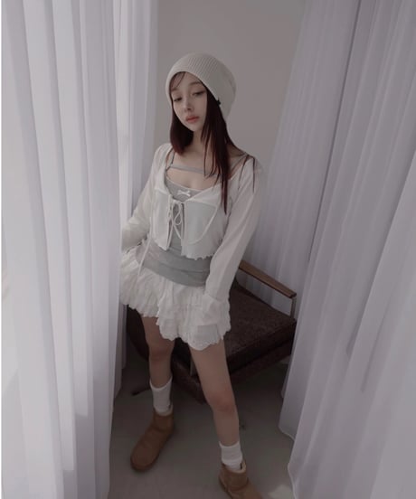フリルヘムリボンカーディガン(リボンキャミセット) / Frill Hem Ribbon Cardigan(+Ribbon Camisole)