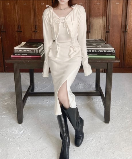 2サイドポケット バックオープンスリットニットワンピース / 2Pockets Back Open Slit Knit One-Piece