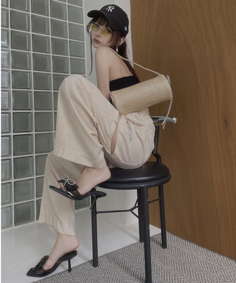 Bijou Ribbon Clear Mules /ビジューリボンクリアミュール | FICT...