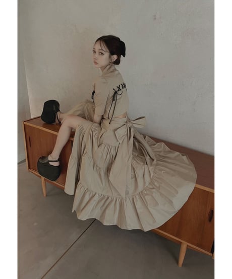 バックリボンティアードスカート /Back Ribbo Tiered Skirt