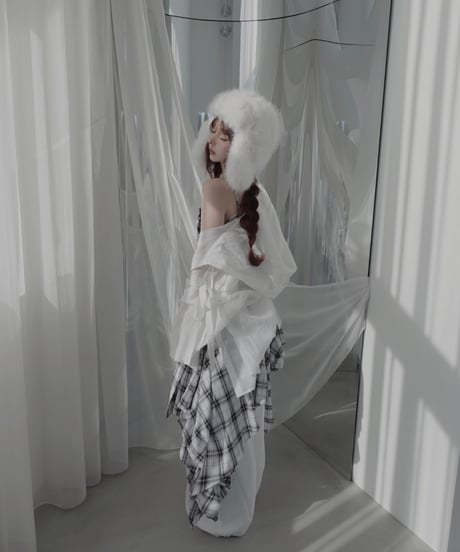 【Sheer Milk】サイドカットフードシャツ/Side Cutting Hooded Shirts