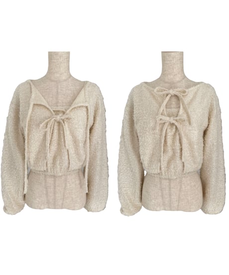 フロントリボンカーディガン(キャミソール付) / Front Ribbon Cardigan (+Camisole)