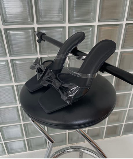 Bijou Ribbon Clear Mules /ビジューリボンクリアミュール