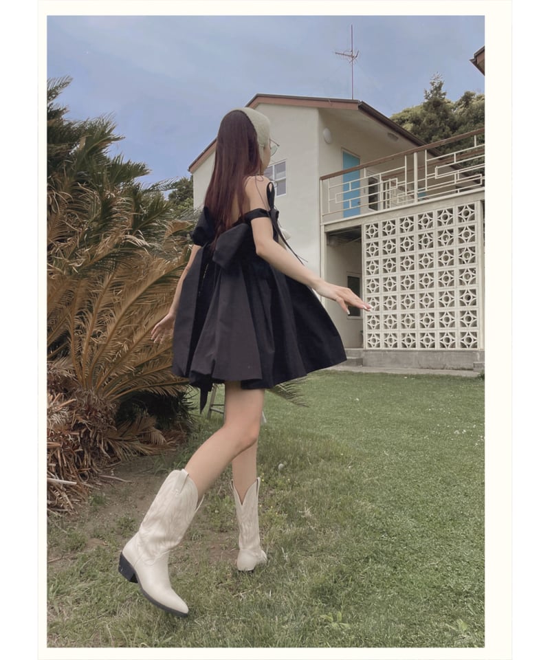 ダブルスカートリボンミニドレス / Double Skirt Ribbon Mini Dres