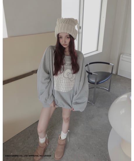 【Gray】♡ Croco Kitty ♡ ボリュームスリーブスウェットトップ / ♡Croco Kitty♡ Volume Sleeve Sweat Top