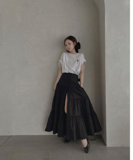 バックリボンティアードスカート /Back Ribbo Tiered Skirt