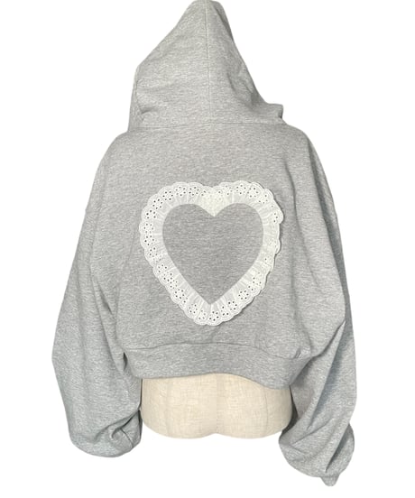 【Gray】ハートジップアップフーディー /Heart Zip-up Hoodie