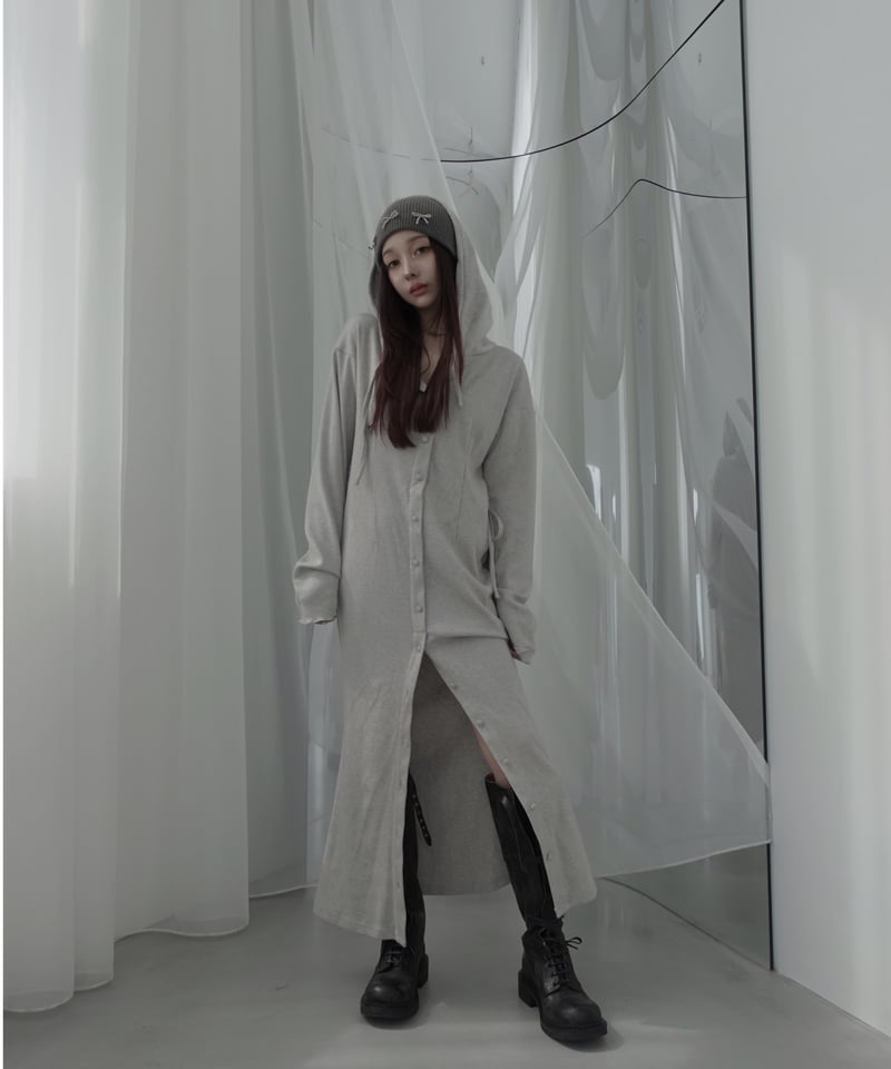 フードロングワンピース/Hooded Long One-Piece | FICTION TOK