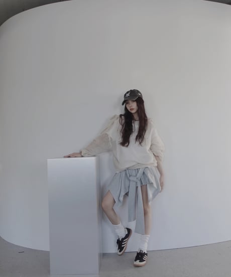 【IceWhite】ショルダーリボンモヘアニット/Shoulder Ribbon Mohair Knit