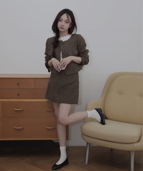 ［Brown］ツイードジャケット/ Tweed Jacket