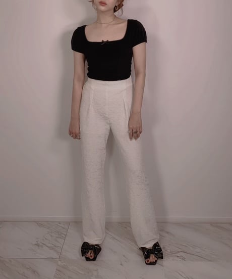 クリンクルマテリアルハイウェストパンツ　Crinkle Material High Waist Pants