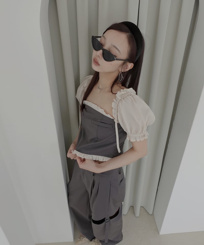 サイドカットベルトタックパンツ / Side Cut Belt Tuck Pants サイドカットベルトタックパンツ / Side Cut Belt Tuck Pants