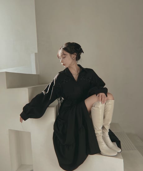 レースアップミリタリーガウンワンピース / LACE UP Military Gown One-Piece