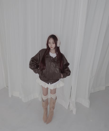 ウォッシュレザーブルゾン /Faux Leather Blouson