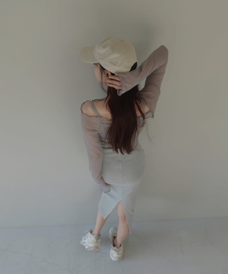 Basic Collection】リブキャミソールスリットワンピース-Long- /Rib