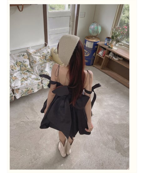 ダブルスカートリボンミニドレス / Double Skirt Ribbon Mini Dress
