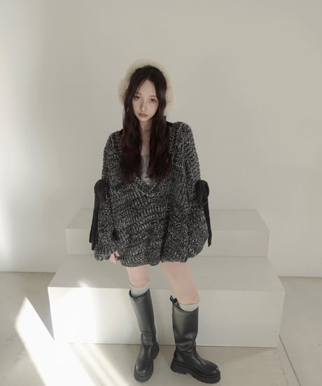 【❤︎MelangeBlack❤︎】ホリデーリボンニット / Holiday Ribbon Knit