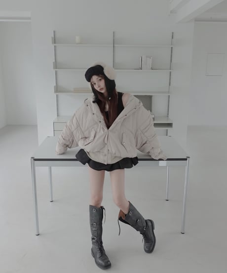 フーデッドナイロンボンバージャケット / Hooded Nylon Bomber Jacket