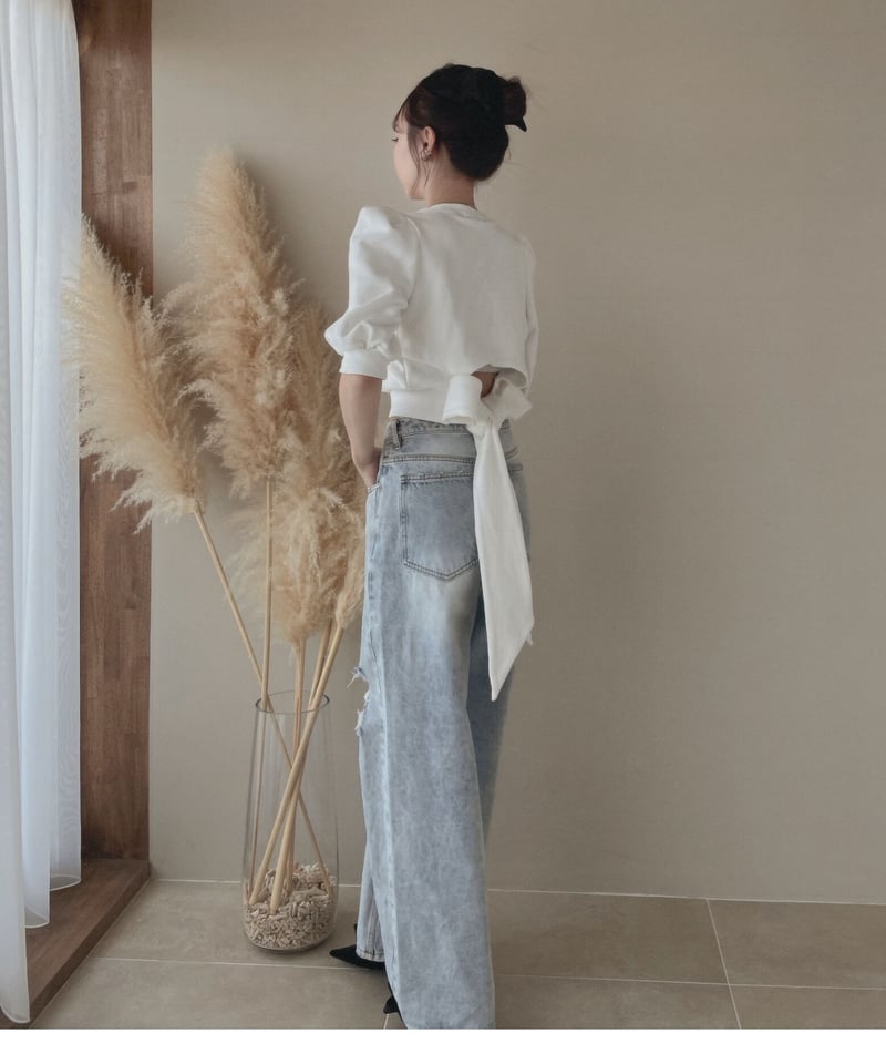 トップス RANCLIC Back ribbon ribbed summer top トップス RANCLIC Back ribbon ribbed summer top トップス