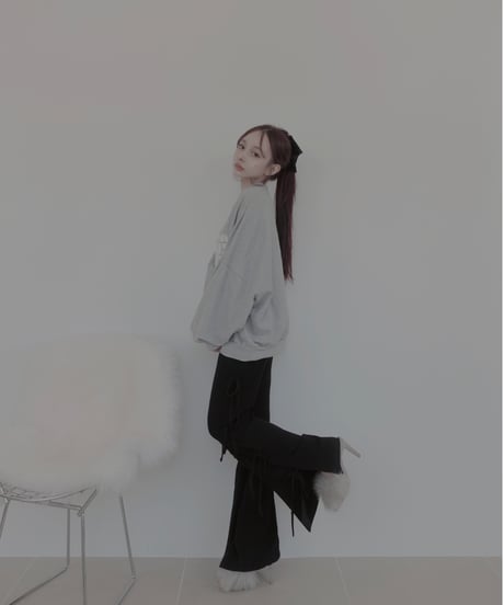 サイドリボンリブフレアパンツ /Side Ribbon Rib Flare Pants