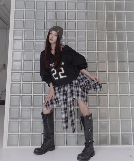 【Black】♡22♡2Wayカラートップ / ♡22♡2Way Collar Top