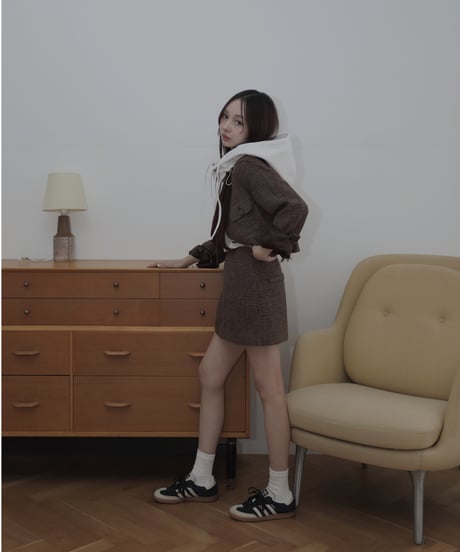 ［Brown］ツイードスカート / Tweed Skirt