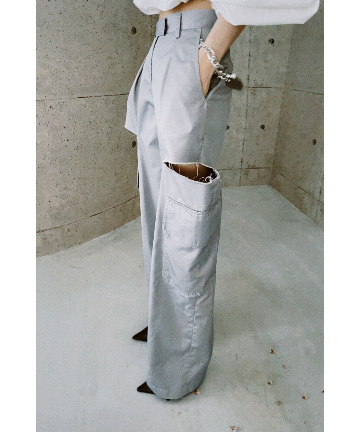 M*☆様 FICTION TOKYO サイドカットタックパンツ　グレー　新品未使 サイドカットタックパンツ / Side Cut Tack Bottoms | FICTION