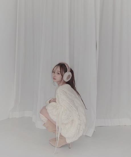 ハンドニッティングケーブルリボンニット/Hand-knitted Cable Ribbon Knit