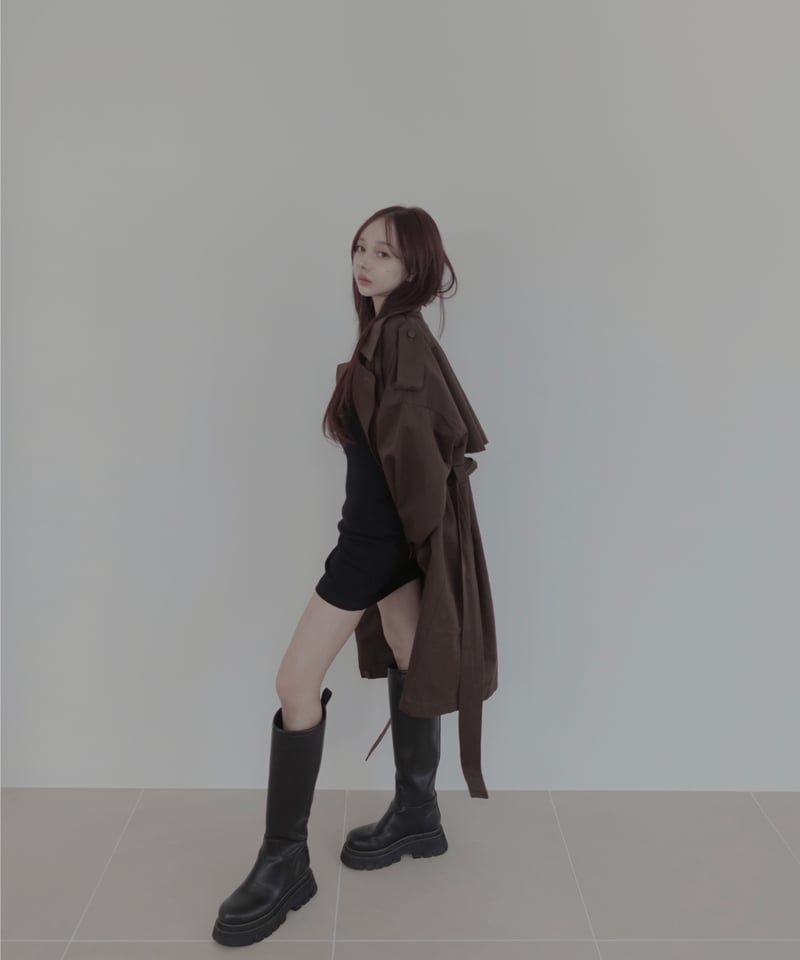 OMMO トレンチコート ブラック BALLOON TRENCH BLOUSON OMMO バルーントレンチブルゾン ブラック