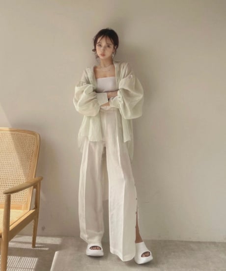 バックリボンサイドスリットパンツ /Back Ribbon Side Slit Pants