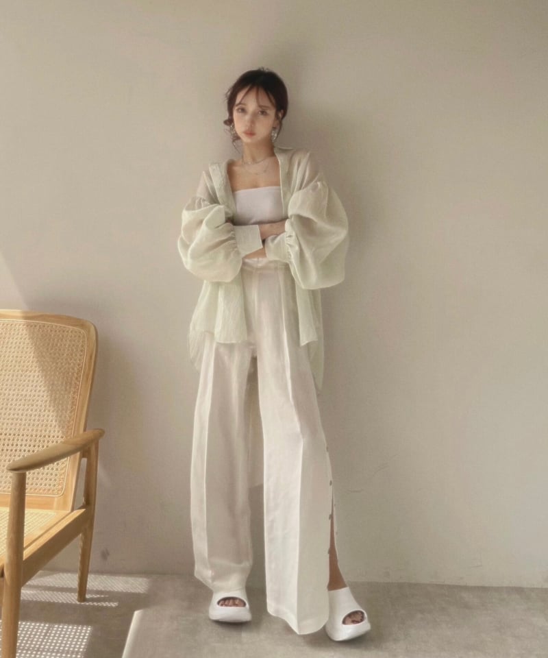 バックリボンサイドスリットパンツ /Back Ribbon Side Slit