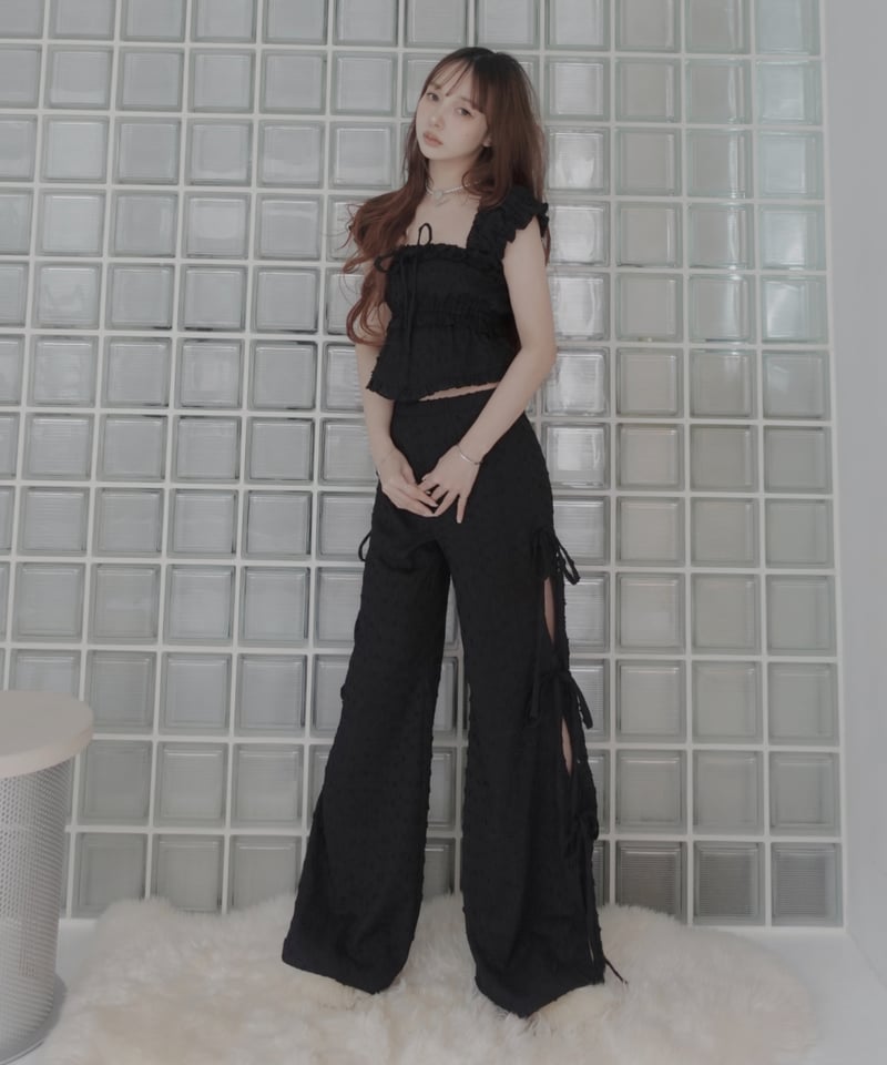 【新品未使用】fiction tokyoルーズフィットリボンフレアパンツ ルーズフィットリボンフレアパンツ/ Loose Fit Ribbon Flare Pants