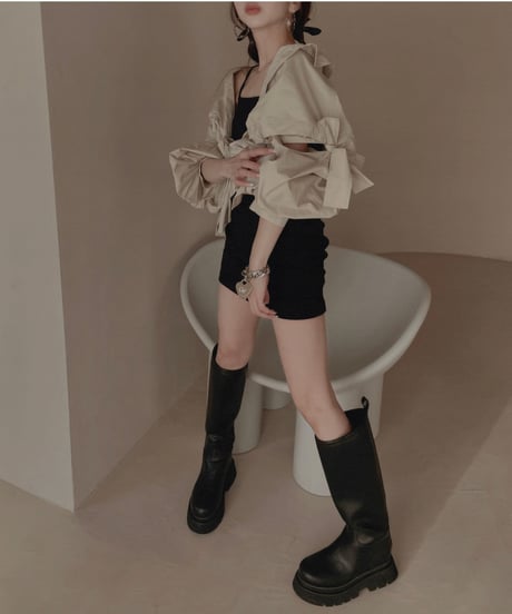 ショルダーリボンボーイフレンドシャツ (キャミワンピセット) / Shoulder Ribbon BoyFriend Shirts