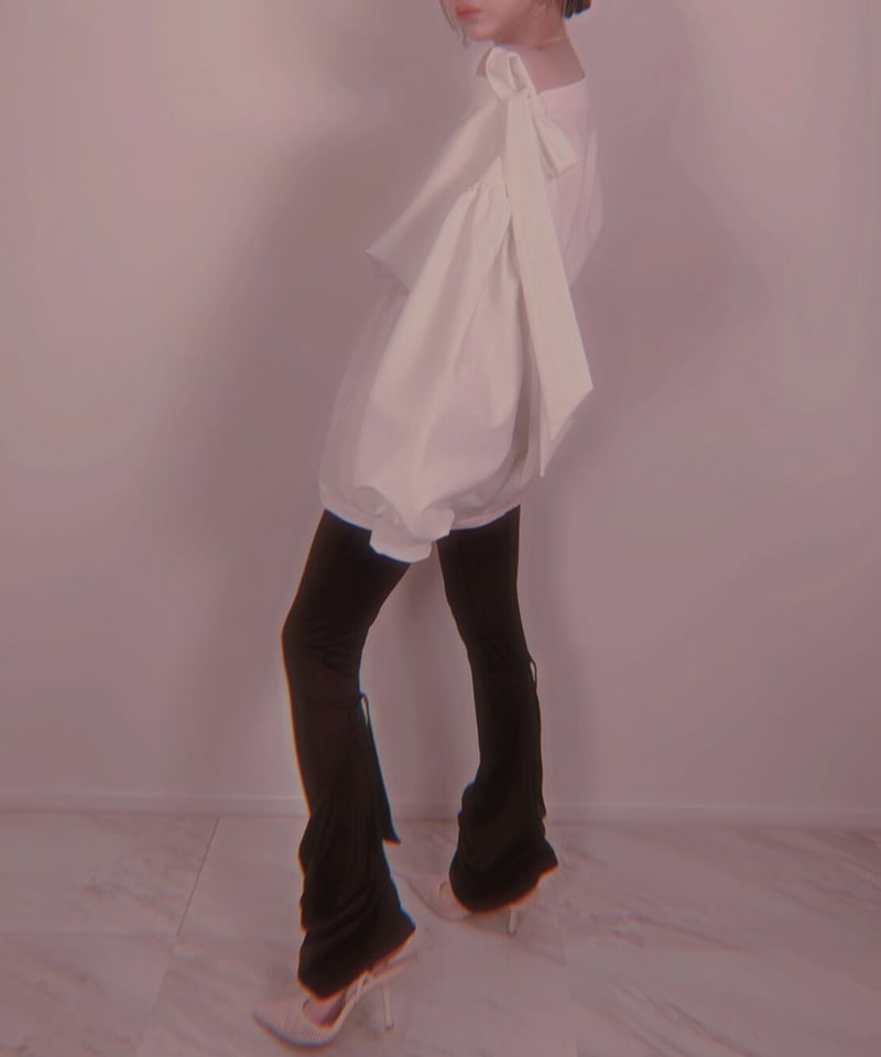 ボリュームスリーブリボントップス Volume Sleeve Ribbon Tops