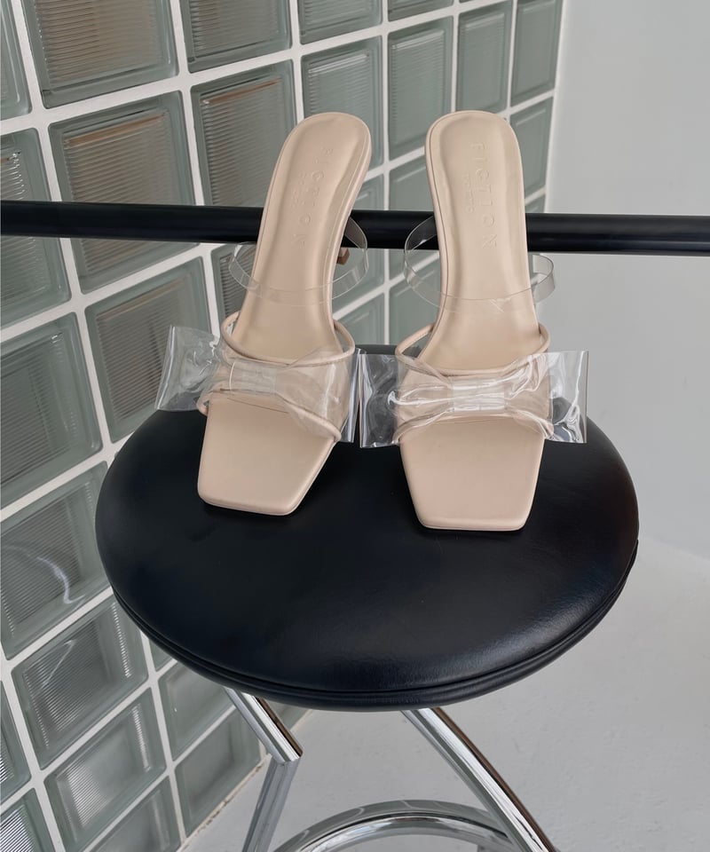 Bijou Ribbon Clear Mules /ビジューリボンクリアミュール | FICT