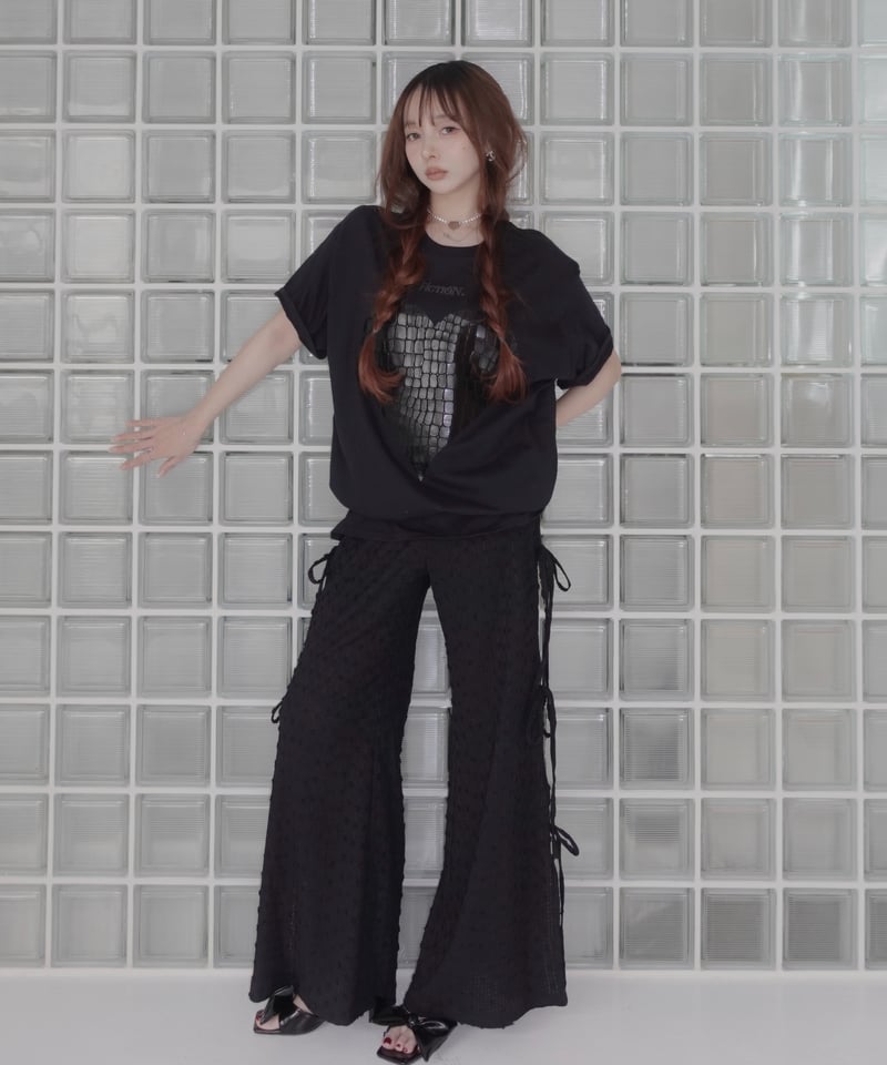 【新品未使用】fiction tokyoルーズフィットリボンフレアパンツ ルーズフィットリボンフレアパンツ/ Loose Fit Ribbon Flare Pants