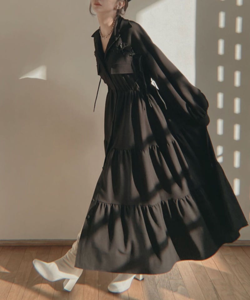 レースアップミリタリーガウンワンピース / LACE UP Military Gown One 